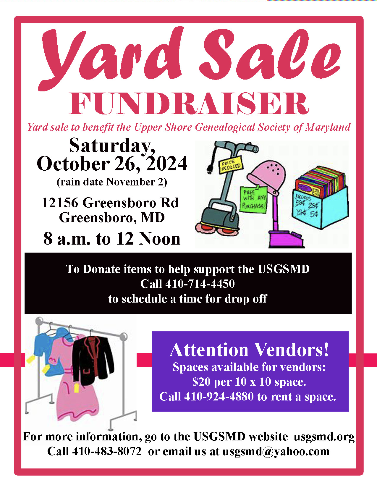 USGSMD 2024 yard sale fundraiser