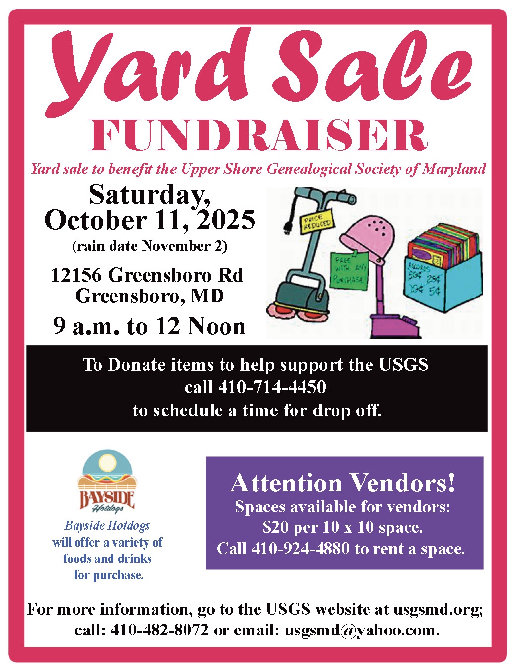 USGSMD 2025 yard sale fundraiser