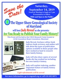 USGS General Meeting and Speaker, Judy Reveal, Sept. 14, 2019